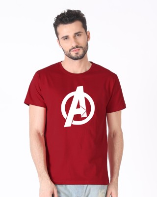 jorkk Printed Men Round Neck Maroon T-Shirt