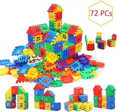 ADICHAI Multi Colored 72 Pcs Mega Jumbo Happy Home House Building Blocks(Multicolor)