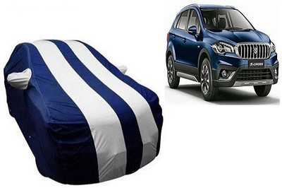 Frap Car Cover For Maruti Suzuki S-Cross (With Mirror Pockets)(White, Blue)