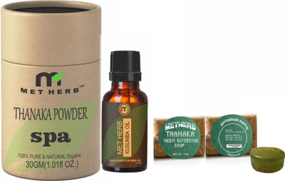 Metherb Powder 30g&kusumba oil 30ml with Thanaka Neem Glycerine Soap125g(2 Items in the set)