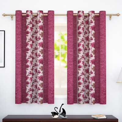 Story@home 152 cm (5 ft) Polyester Window Curtain (Pack Of 2)(Abstract, Pink)