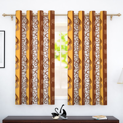 59% OFF on Story@home 152 cm (5 ft) Polyester Window Curtain (Pack Of 2)(Geometric, Brown2)