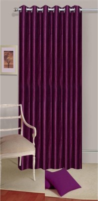 India Furnish 274.1 cm (9 ft) Polyester Semi Transparent Long Door Curtain Single Curtain(Plain, Solid, Wine)