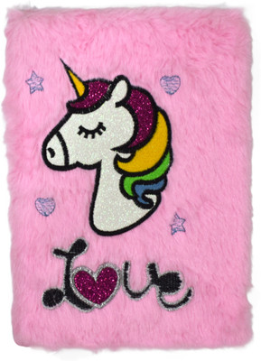 Arishto Love Unicorn Fur Diary A5 Notebook Ruled 150 Pages(Light Pink)