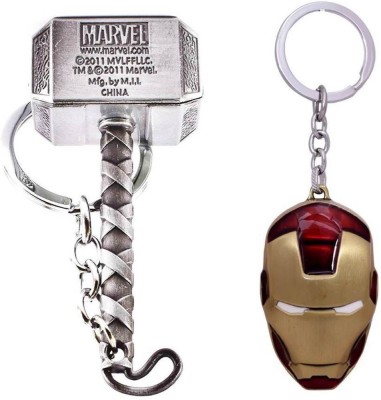 BORING Ironman Face with THOR Hammer combo keychain Key Chain