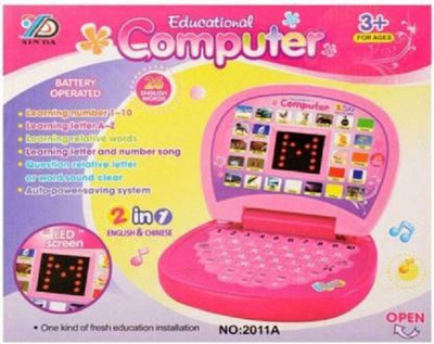 Just97 Educational Learning Kids Laptop With LED Display(Pink)