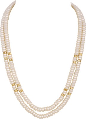 VISHAKA PEARLS AND JEWELLERS Vishaka Pearls Dual Layered Pearl Necklace Set (White) Pearl Alloy Layered