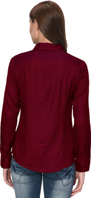 Thisbe Women Solid Casual Maroon, Light Green Shirt(Pack of 2)