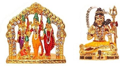 Kanhagift Set of 2 Lord Rama ,Sita, Laxman and Hanuman Idol God Statue & Lord Shiva / Shiv Shankar God Idol Home Décor Pooja Statue Gift Decorative Showpiece Decorative Showpiece  -  5.8 cm(Brass, Multicolor)