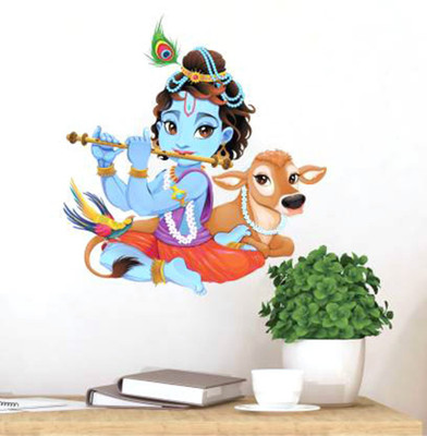 fuzzy 50 cm krishna Self Adhesive Sticker(Pack of 1)