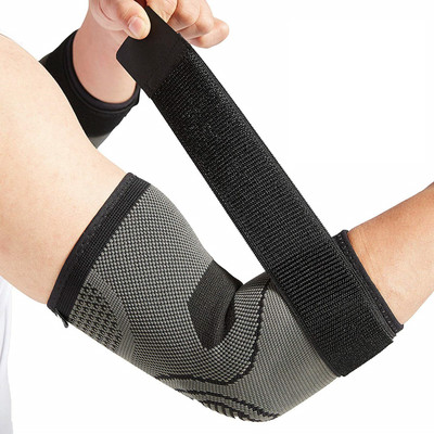 Leosportz Adjustable Elbow Brace with Strap for Elbow Compression Sleeves Elbow Support(Grey)