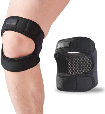 Leosportz Cross patella Knee Cap Knee Support knee Guard (Free Size, Black) Knee Support(Black)