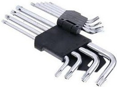 Inditrust 9-Pieces Torx/Star Allen Key Set with Hole (T10 - T50) Allen Key Set Folding Allen Key Set