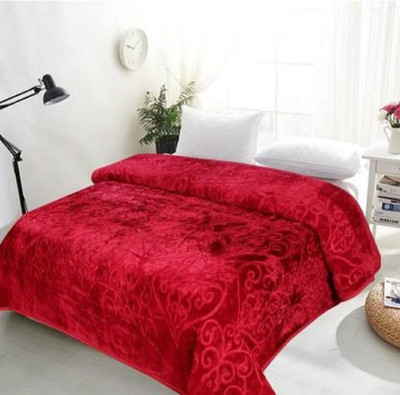 Swikon star Floral Double Mink Blanket for  Heavy Winter(Polyester, Maroon)