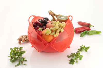 KHODAL ENTERPRIZE Fruit & Vegetable Multipurpose Basket. Collapsible Colander(Red Pack of 1)