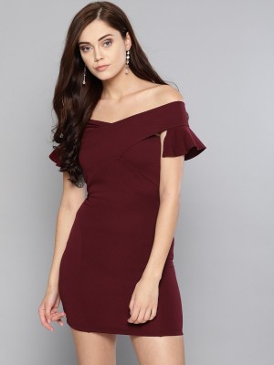 VENI VIDI VICI Women Bodycon Maroon Dress