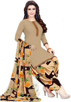 PINK WISH Crepe Solid, Printed Salwar Suit Material