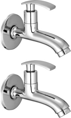DRIZZLE Long Body Soft Brass Chrome Plated - Bathroom Tap - Quarter Turn Tap - Foam Flow Tap - Set of 2 Faucet Set