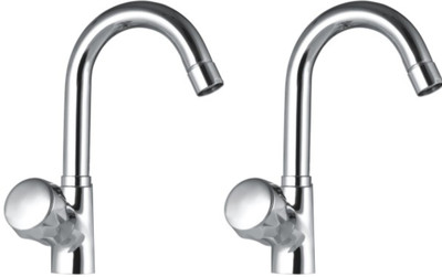 DRIZZLE Swan Neck Pillar Cock Conty Brass - Set of 2 Faucet Set