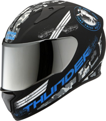 STUDDS THUNDER D2 FULL FACE WITH MIRROR VISOR Motorbike Helmet(Matt Black)