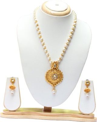 Swarajshop Copper Gold-plated Silver, White, Gold Jewellery Set(Pack of 1)