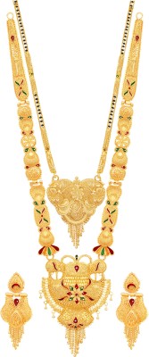 MANSIYAORANGE Alloy Gold-plated Gold, Red, Green Jewellery Set(Pack of 2)
