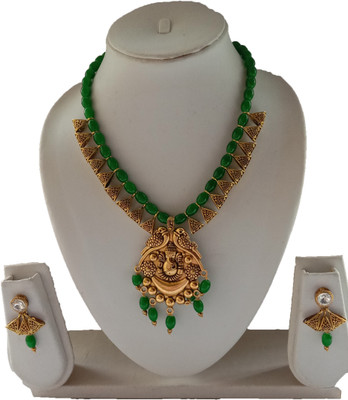 jpart Alloy Gold, Green Jewellery Set(Pack of 1)