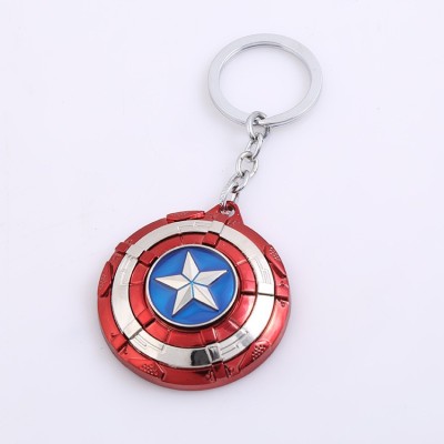 BORING Metal Avengers Superhero Captain America Shield Rotating Keychain Key Chain