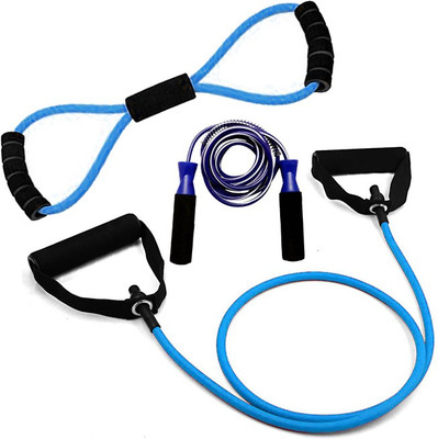 L'AVENIR Fitness Resistance Pull Rope + Band Exerciser & Skipping Rope Fitness Accessory Kit Kit