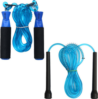Resh Blue Adjustable Ball Bearing + Blue Freestyle Skipping Rope(Blue, Length: 275 cm)