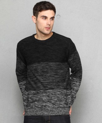 METRONAUT Solid Round Neck Casual Men Black, Grey Sweater