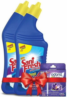 sanifresh 500 ml (Pack of 2) With Free Odonil Air Freshner 50 gm Liquid Toilet Cleaner  (2 x 0.5 L)