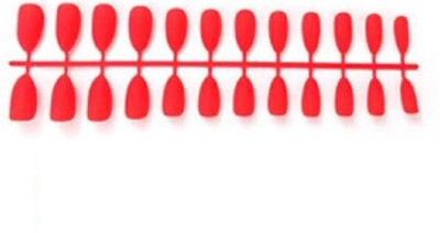 VIKSON INTERNATIONAL 24pcs Matte Tips Fake Nails Forms For Extension with professional nail glue 2 gm(RED) RED, MATTE(Pack of 24)