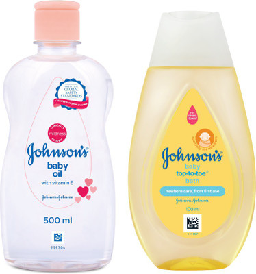 JOHNSON'S Baby Vitamin E Body Massage oil with top to toe Bodywash(Transparent)