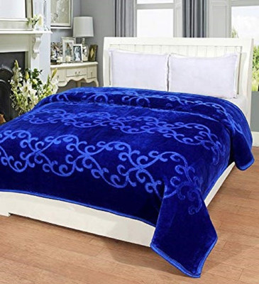 Swikon star Floral Single Mink Blanket for  Heavy Winter(Polyester, Blue)