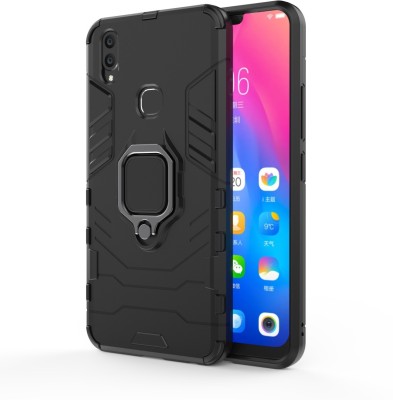 ELEF Back Cover for Vivo V9 Youth Stealth Defence Shock Protection and 3-in-1 Metal Ring Stand(Black, Rugged Armor, Pack of: 1)