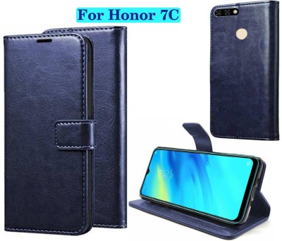 FARMAISH Flip Cover for Honor 7C - Attractive Navy Blue(Blue, Shock Proof, Pack of: 1)