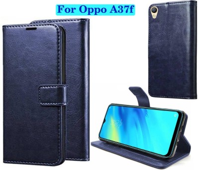 FARMAISH Flip Cover for Oppo A37f - Attractive Navy Blue(Blue, Shock Proof, Pack of: 1)
