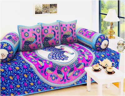 Keyline Cotton Abstract Diwan Set(Multicolor)