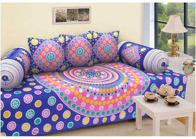Keyline Cotton Abstract Diwan Set(Multicolor)