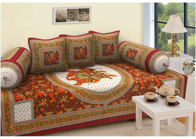 Keyline Cotton Abstract Diwan Set(Multicolor)