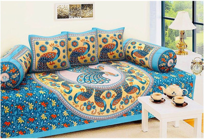 Keyline Cotton Abstract Diwan Set(Multicolor)