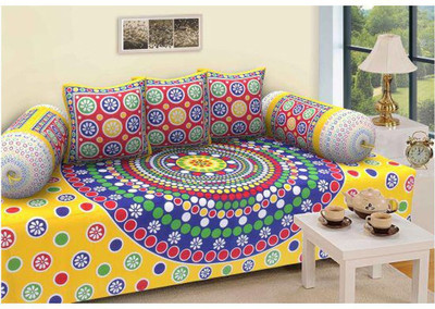 Keyline Cotton Abstract Diwan Set(Multicolor)