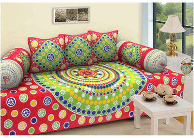 Keyline Cotton Abstract Diwan Set(Multicolor)