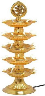 Blessing Shine 5 layer electric gold LED diya deepak light for diwali home temple decorative Plastic Table Diya(Height: 12 inch)
