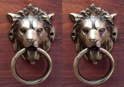 YES I CAN Lion Mouth Brass Door Knocker Set Brass Door Knocker(Brass)