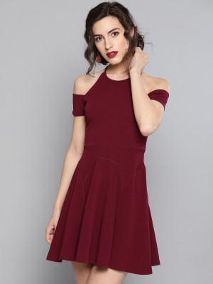 VENI VIDI VICI Women Fit and Flare Maroon Dress