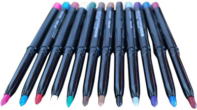 Futaba Waterproof Mixed Colors Eyeliner Pencil Set -12Pcs 12 g(Multicolour)
