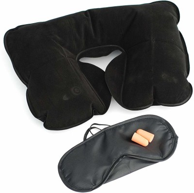 Basicare Travel Sleep Kit in Base UoM Neck Pillow & Eye Shade(BLACK)