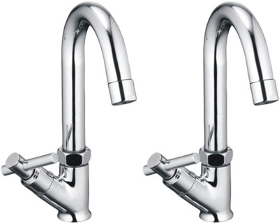 DRIZZLE Swan Neck Pillar Cock Tarim Brass - Set of 2 Faucet Set